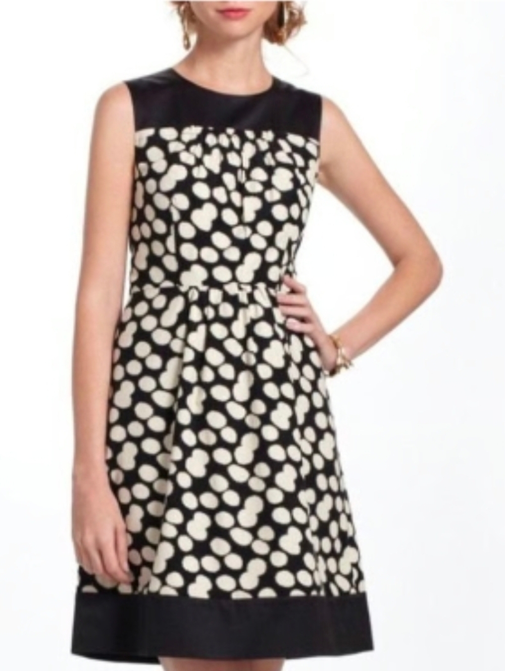 Anthropologie Leifnotes Notch Dots Corduroy Dress Black Ivory Size 4
